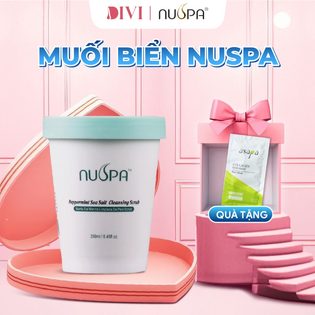 Muối biển bạc hà tẩy tế bào chết cho tóc giúp sạch sâu dưỡng ẩm NUSPA Peppermint Sea Salt Scalp Wash 100ml - Mỹ phẩm Divi