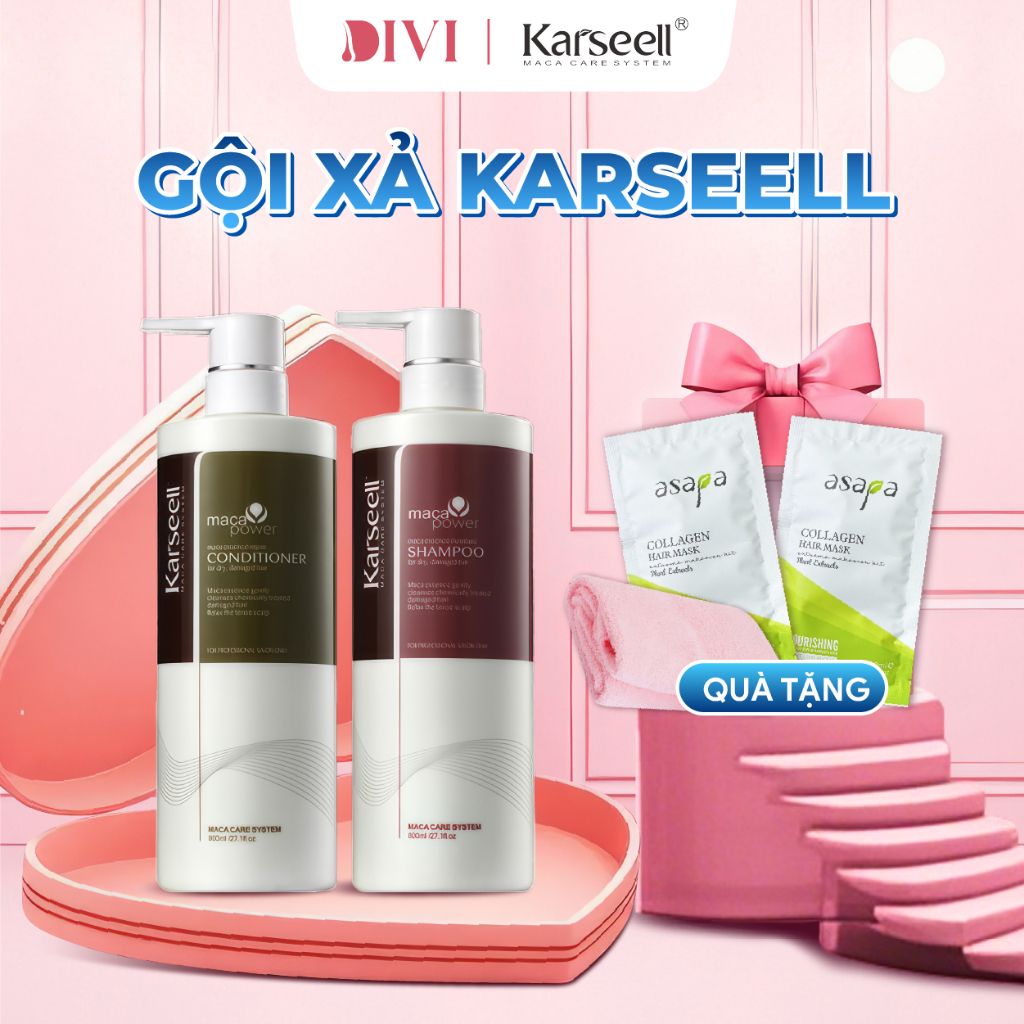 Dầu gội xả phục hồi, chống gàu, chống rụng tóc Karseell Collagen Maca 500ml - Mỹ phẩm Divi