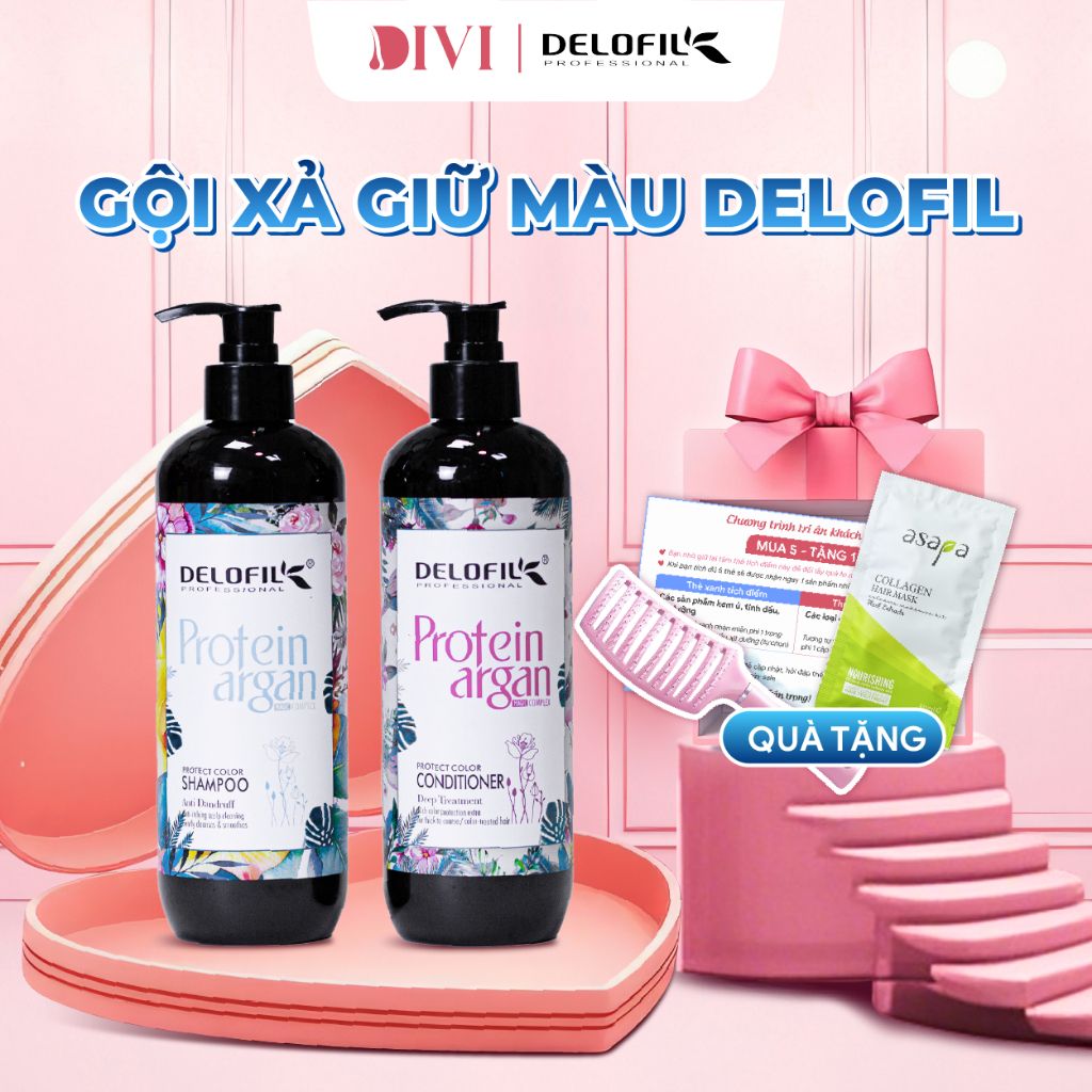 Dầu gội xả DELOFIL giữ màu tóc nhuộm bền màu, lâu phai 500ml - Mỹ phẩm Divi