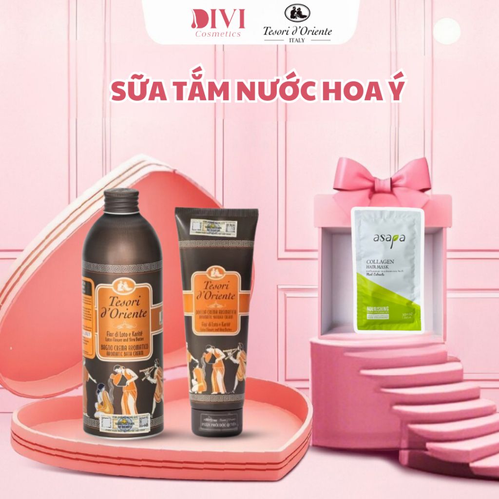 Sữa tắm nước hoa Ý Tesori d'Oriente chính hãng 500ml hương thơm lưu trữ cả ngày kèm vòi) - Mỹ phẩm Divi