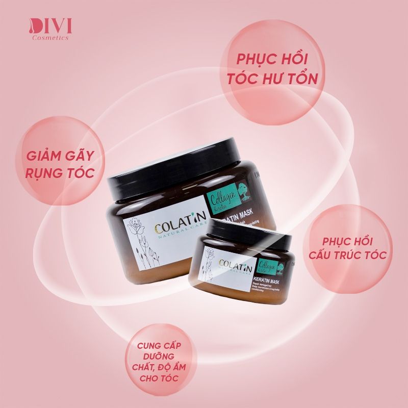 Kem ủ hấp tóc phục hồi dưỡng tóc hư tổn tại nhà Collagen Keratin Mask COLATIN 500ml - Mỹ phẩm Divi