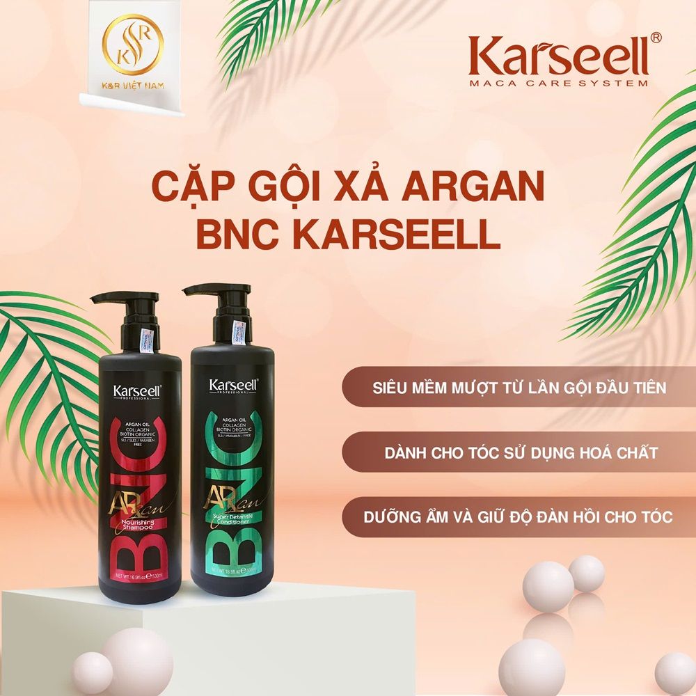 Dầu gội xả KARSEELL ARGAN BNC 500ML phục hồi giữ màu chống lão hóa da đầu cân bằng độ ẩm siêu mượt - Mỹ phẩm Divi