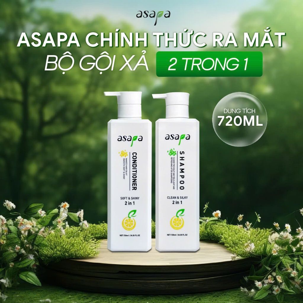Dầu gội /Dầu xả sạch gàu, mềm mượt, hương trà xanh Asapa 720ml - Mỹ phẩm Divi