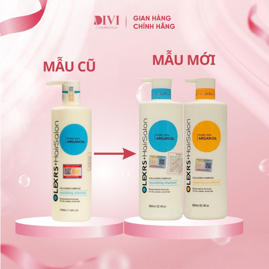 Dầu gội xả Olexrs Argan Oil Collagen Hair Salon cho tóc khô hư tổn - Mỹ phẩm divi