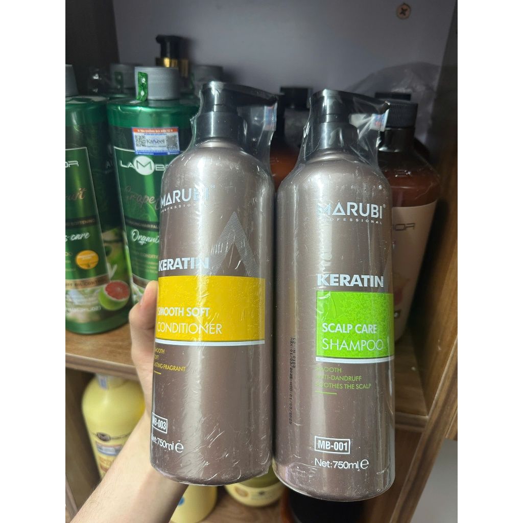 Dầu gội MARUBI KERATIN phục hồi hư tổn cho tóc bết, ngăn gàu, nuôi dưỡng tóc mềm mượt 750ml - Mỹ phẩm Divi