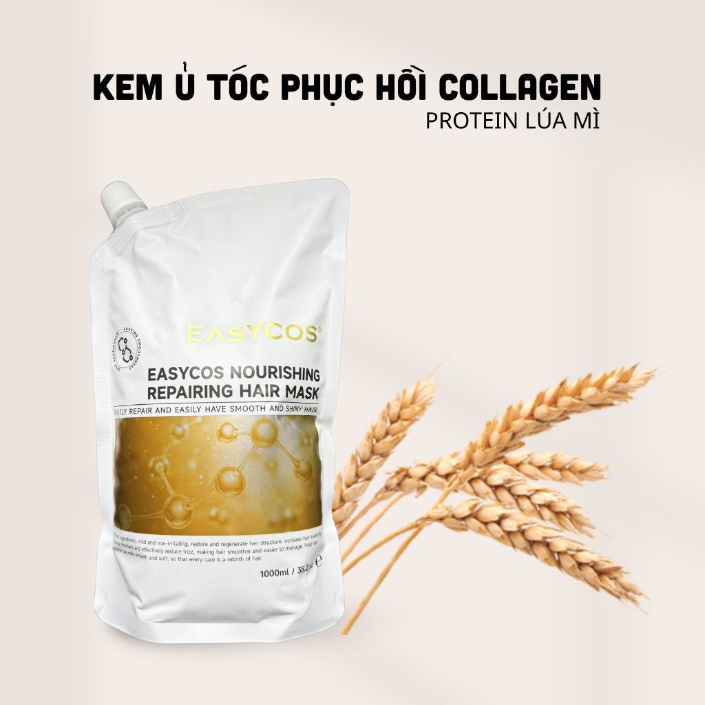 Kem ủ tóc Easycos hấp dầu mềm mượt chuyên sâu, phục hồi tóc hư tổn, gãy rụng 1000ml