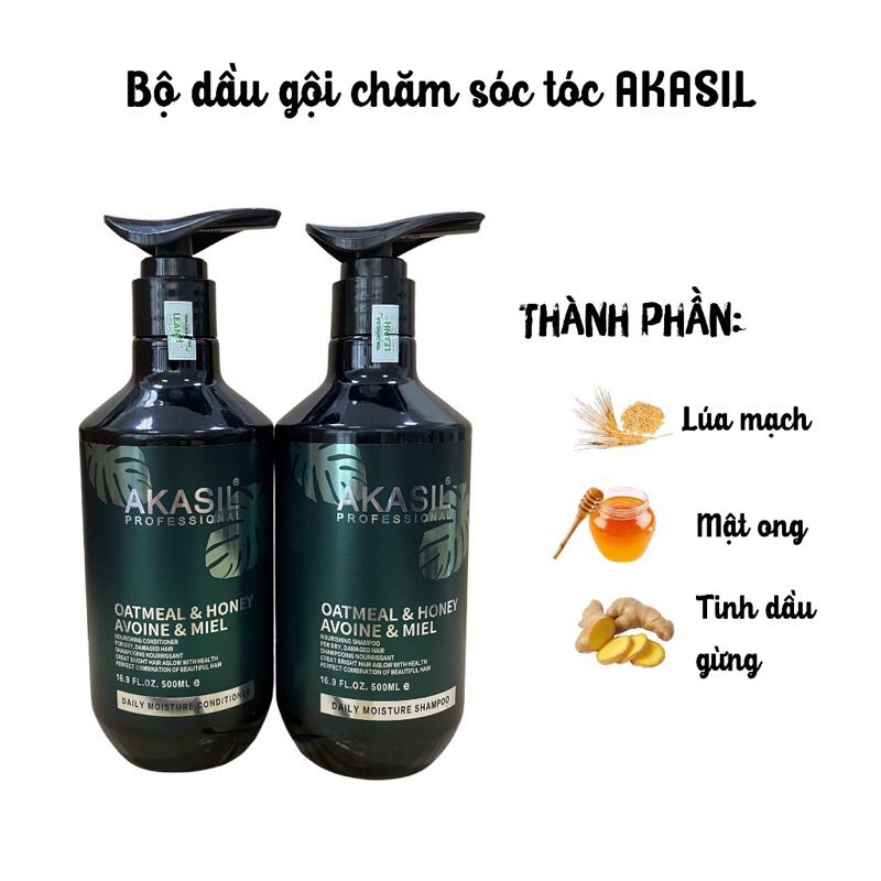 Dầu Gội Xả Akasil 500ml/1000ml Kiềm Dầu Sạch Gàu, Ngăn Rụng Phục Hồi Tái Sinh Mầm Tóc, Siêu Mềm Mượt - Mỹ phẩm Divi