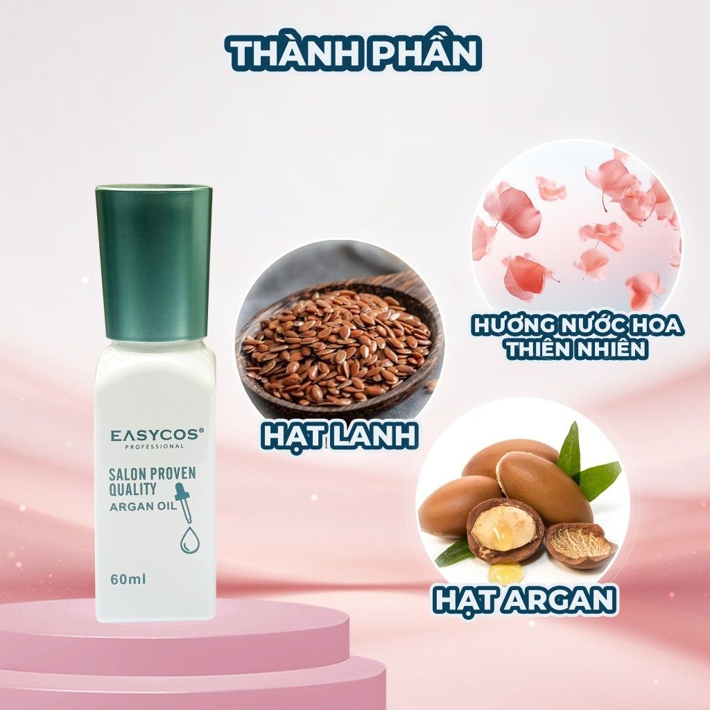Tinh dầu dưỡng tóc Easycos Argan oil, tạo kiểu giữ nếp tóc 60ml - Mỹ Phẩm Divi