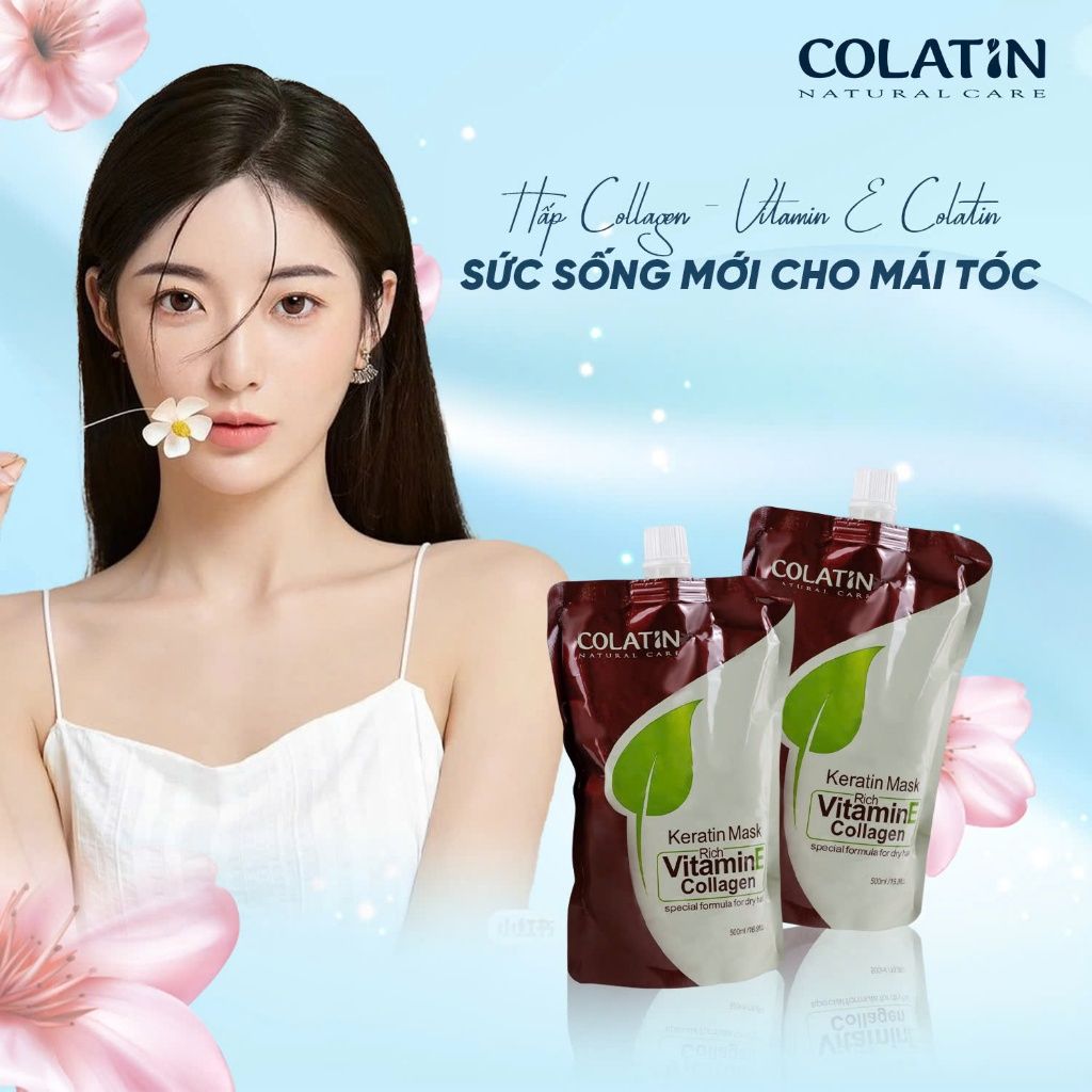 Kem ủ tóc keratin, hấp tóc phục hồi hư tổn, collagen dưỡng siêu mượt COLATIN Keratin Vitamin E 500ml - Mỹ phẩm Divi