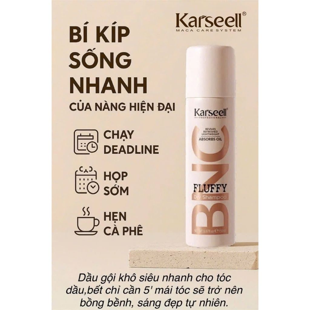 Dầu Gội Khô KARSEELL Dry Shampoo 200ml Hết Ngứa, Hết Bết Dính Tóc Bồng Bềnh Tức Thì - Mỹ phẩm Divi