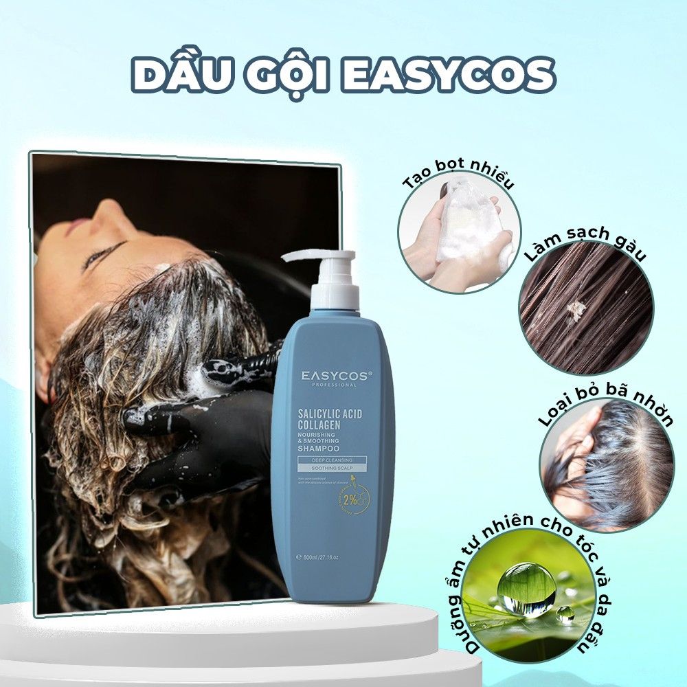 Cặp dầu gội xả Easycos kiềm dầu, giảm rụng, hỗ trợ dày tóc, lưu hương hoa 800ml - Mỹ phẩm divi