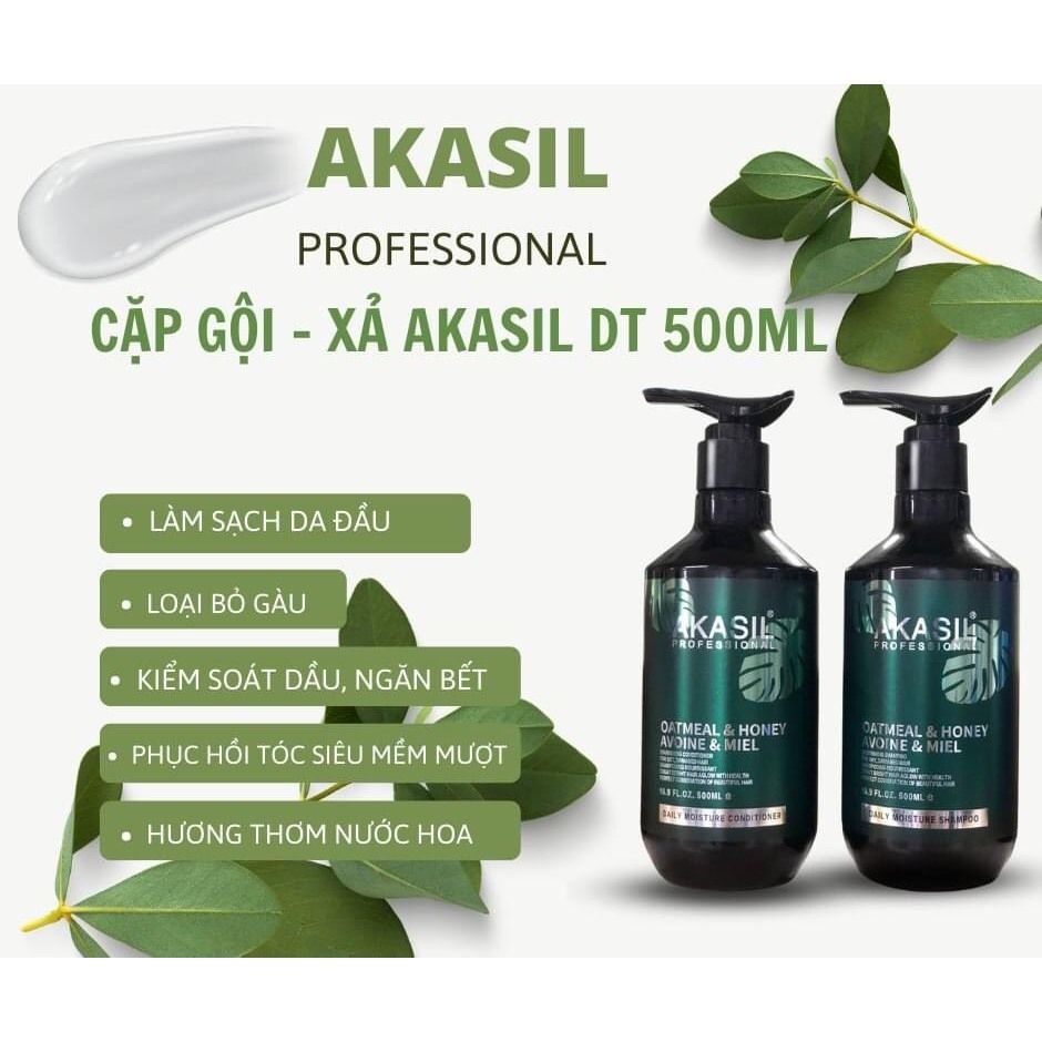 Dầu Gội Xả Akasil 500ml/1000ml Kiềm Dầu Sạch Gàu, Ngăn Rụng Phục Hồi Tái Sinh Mầm Tóc, Siêu Mềm Mượt - Mỹ phẩm Divi