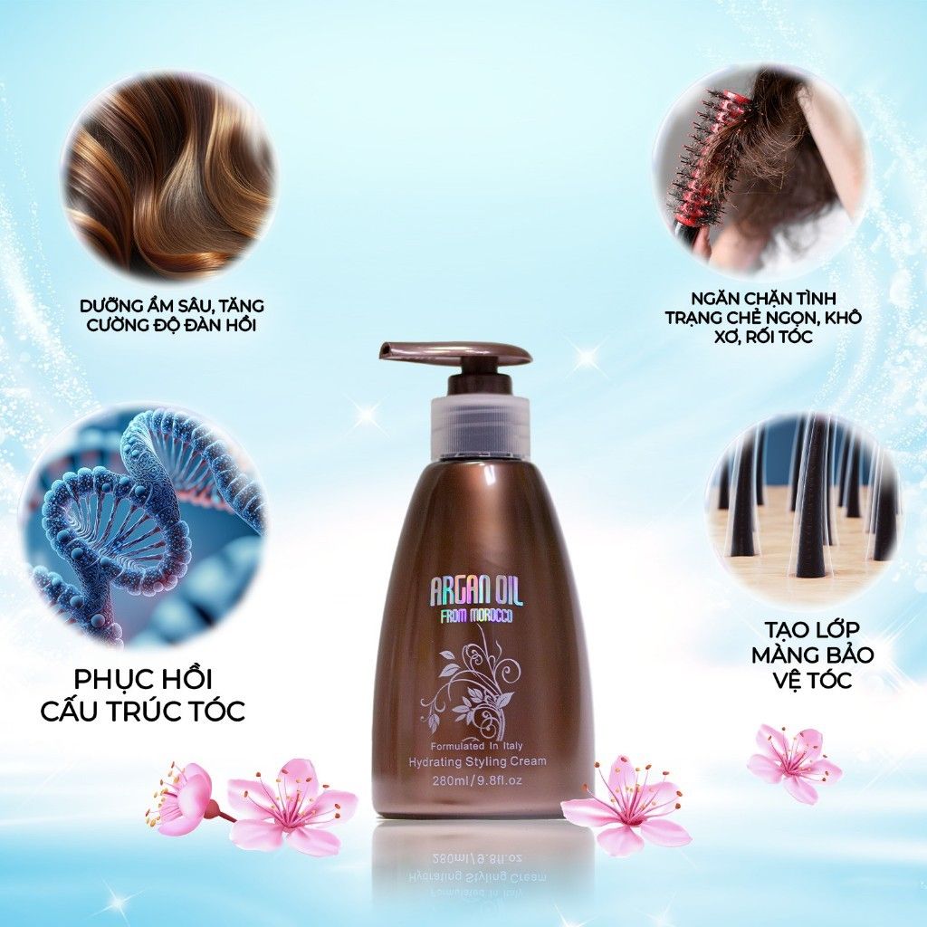 Gel giữ nếp tóc, tạo kiểu dưỡng tóc nam nữ phồng tóc, mềm mại ARGAN OIL nuspa 280ml - Mỹ phẩm Divi
