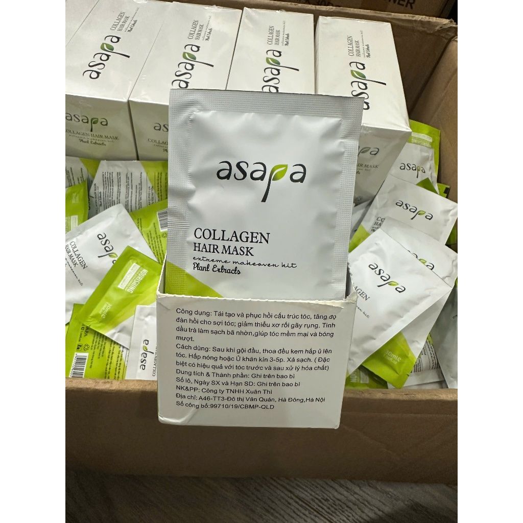 Hộp 24 gói 30ml kem ủ Collagen phục hồi tóc hư tổn, dưỡng tóc suôn mượt Asapa tiện lợi dùng thử, đem đi du lịch - Divi
