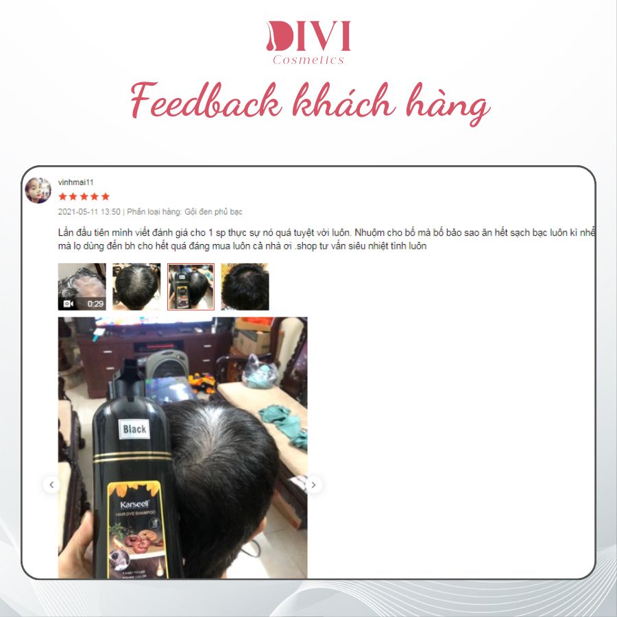 Dầu gội phủ bạc KARSEELL, phủ bạc đen tóc, nâu tóc từ lần gội đầu tiên, 100% thảo dược thiên nhiên 500ml