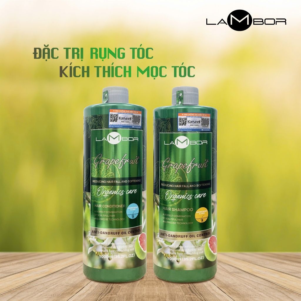 Cặp Gội Xả Bưởi Lambor 1000ML, Kích Thích Mọc Tóc, Ngăn Rụng, Nuôi Dưỡng & Chăm Sóc Tóc Mềm Mượt - Mỹ phẩm Divi