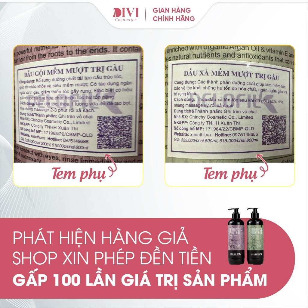 Dầu gội xả Delofil Silky Smooth sạch gàu, kiềm dầu, mềm mượt chống gãy rụng phục hồi tóc 500/800ml - Mỹ phẩm DiVi