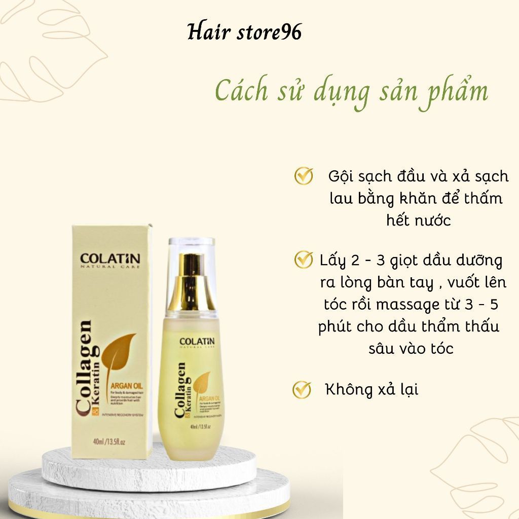 Tinh dầu dưỡng tóc Argan Oil COLATIN phục hồi tóc hư tổn nặng, dưỡng tóc mềm mượt 40ml - Mỹ phẩm Divi