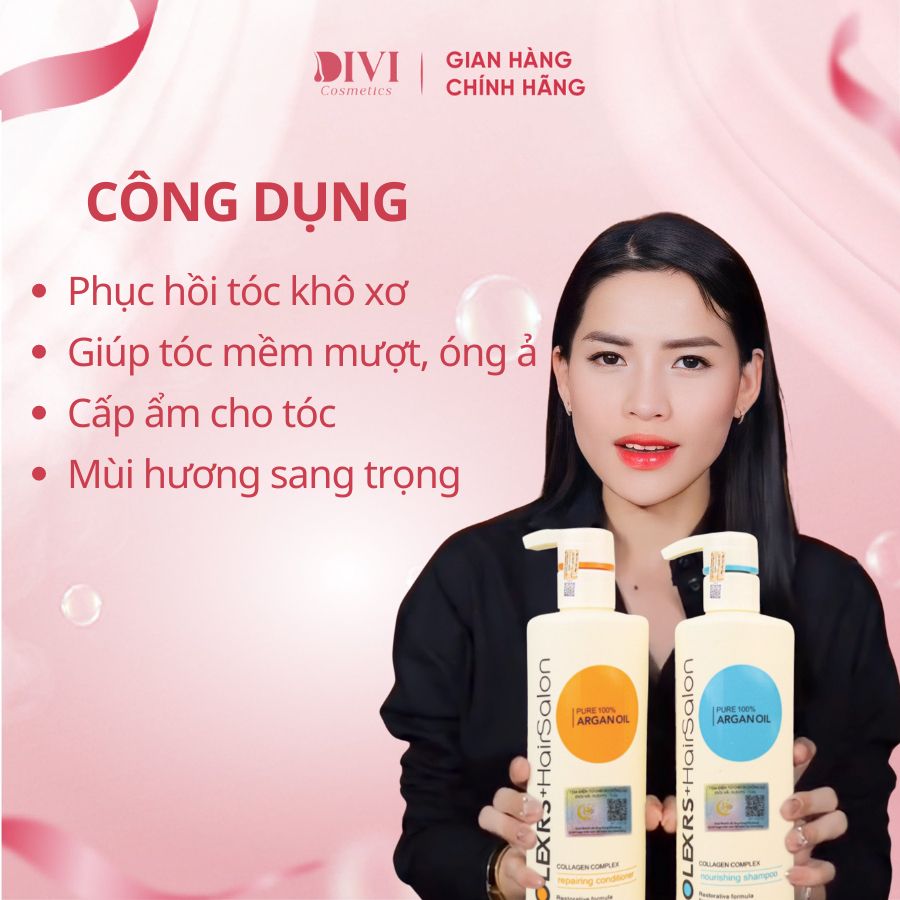 Dầu gội xả Olexrs Argan Oil Collagen Hair Salon cho tóc khô hư tổn - Mỹ phẩm divi