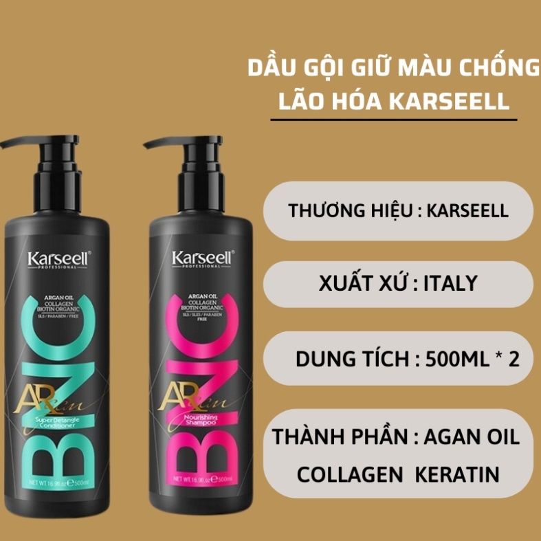 Dầu gội xả KARSEELL ARGAN BNC 500ML phục hồi giữ màu chống lão hóa da đầu cân bằng độ ẩm siêu mượt - Mỹ phẩm Divi