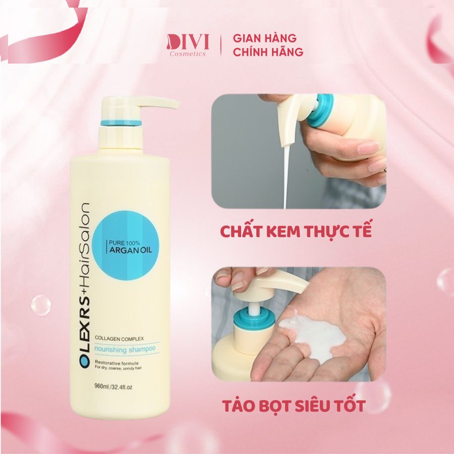 Dầu gội xả Olexrs Argan Oil Collagen Hair Salon cho tóc khô hư tổn - Mỹ phẩm divi