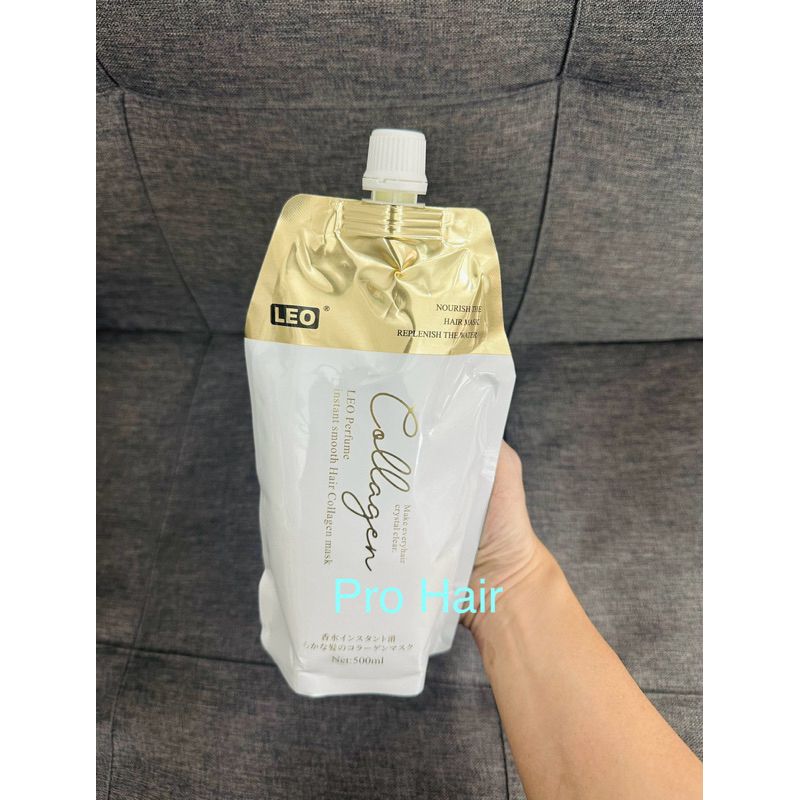 Hấp dầu ủ tóc Collagen LEO PROSEE siêu mềm và thơm phục hồi tóc hư tổn nặng 500ml