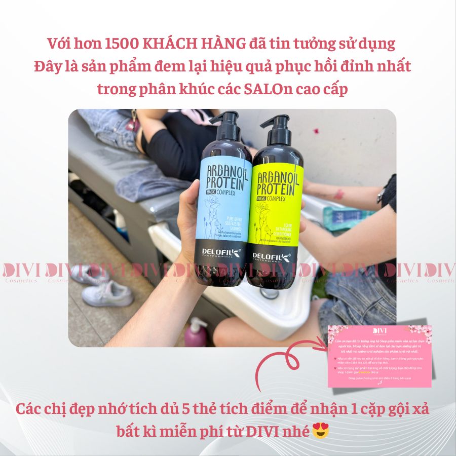 Cặp dầu gội xả Delofil phục hồi hư tổn, dưỡng ẩm giúp tóc mềm mượt 500/800ml - Mỹ phẩm DiVi