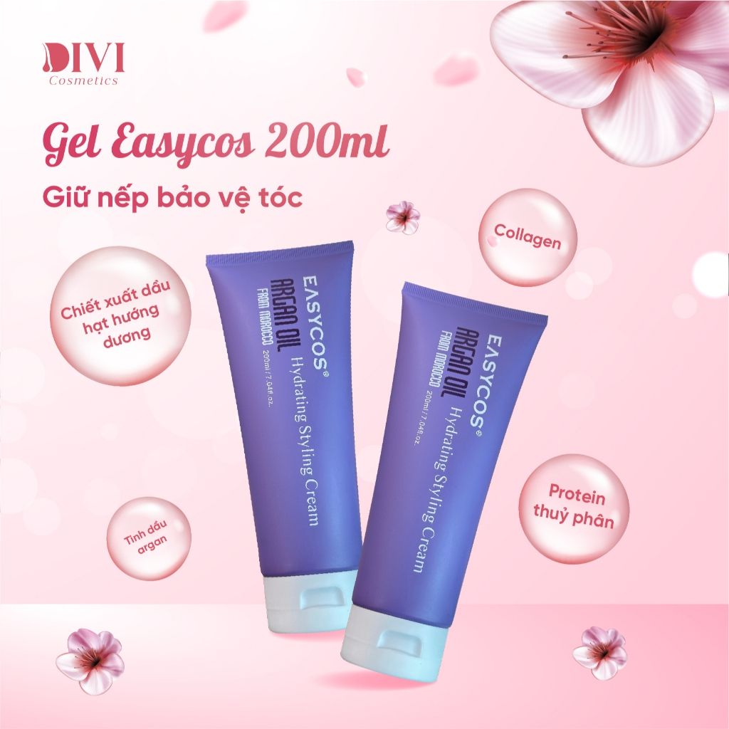 Gel giữ nếp tóc xoăn Easycos nuôi dưỡng, bảo vệ tóc 200ml - Mỹ phẩm Divi