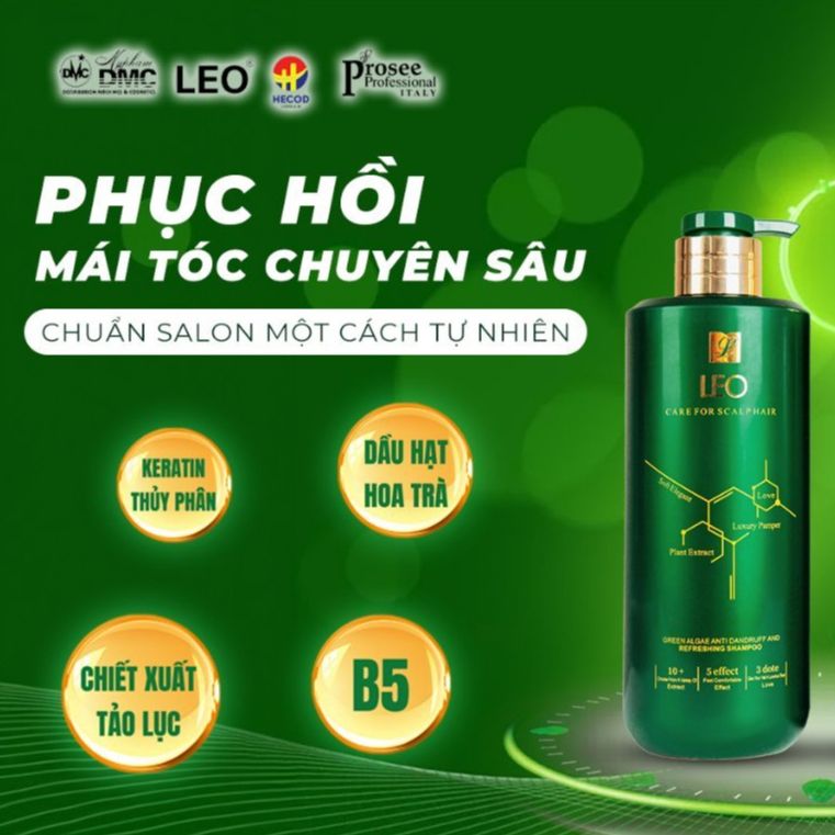 Cặp Gội Xả Prosee LEO Green Dành Cho Tóc Bết ,Gàu,Dầu Nhờn (Algae Anti Dandruff and Refreshing) 750m