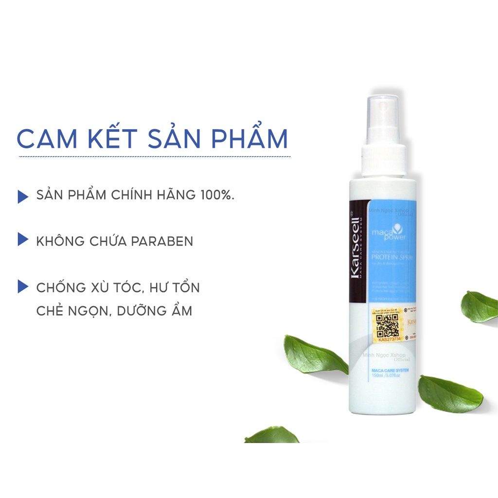 Xịt dưỡng tóc KARSEELL MACA ESSENCE REPAIR PROTEIN SPRAY phục hồi sâu hư tổn dưỡng tóc uốn, duỗi, nhuộm 150ml
