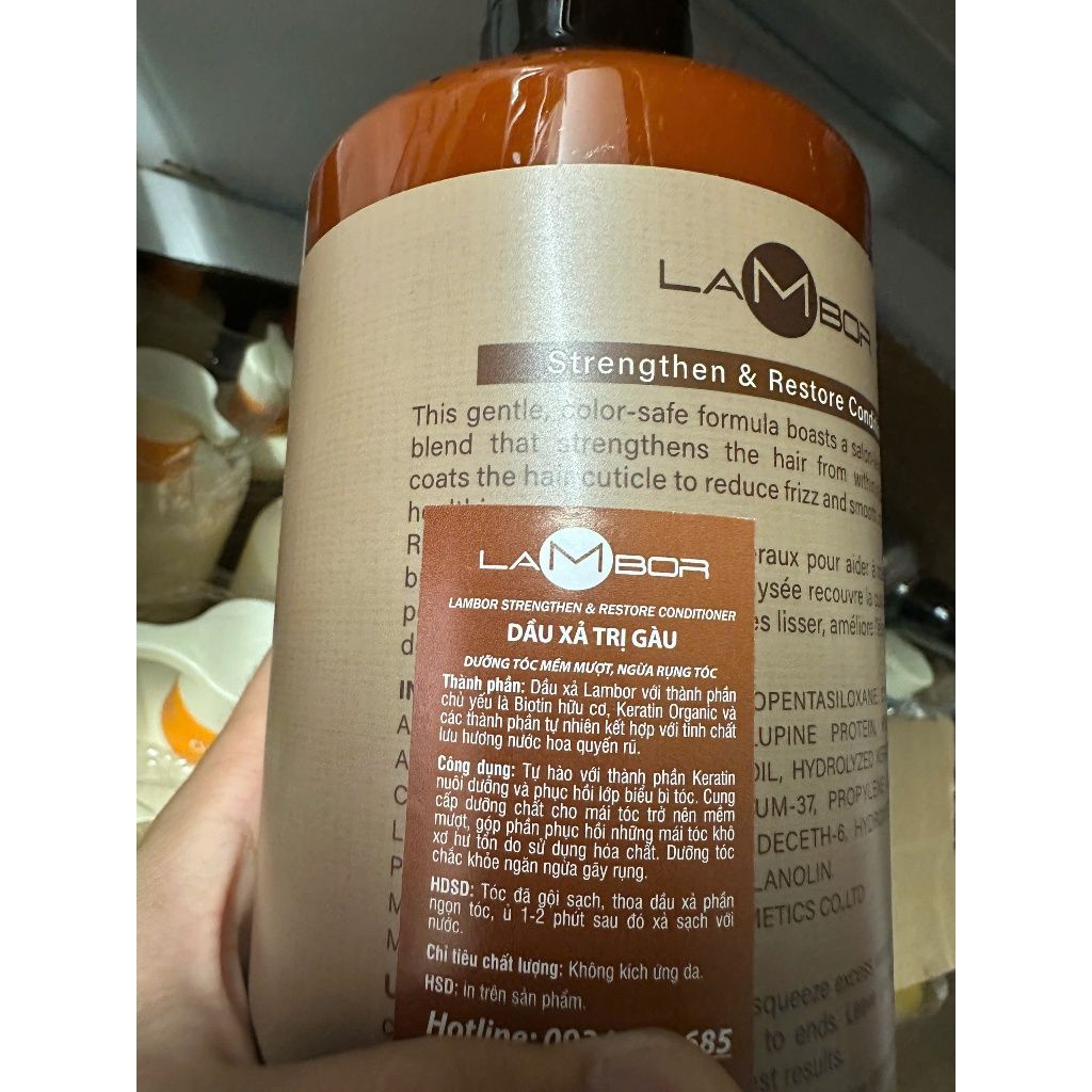 Dầu Gội Xả KERATIN LAMBOR 1000ml * 2 Sạch Gàu Ngăn Dầu Chống Gãy Rụng Phục Hồi Nang Tóc Siêu Mượt