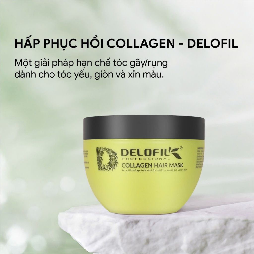 Kem dưỡng ủ tóc collagen Hấp tóc phục hồi tóc hư tổn Delofil Protein Hair Mask 500ml - Mỹ phẩm Divi