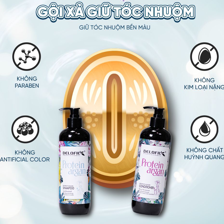 Dầu gội xả DELOFIL giữ màu tóc nhuộm bền màu, lâu phai 500ml - Mỹ phẩm Divi