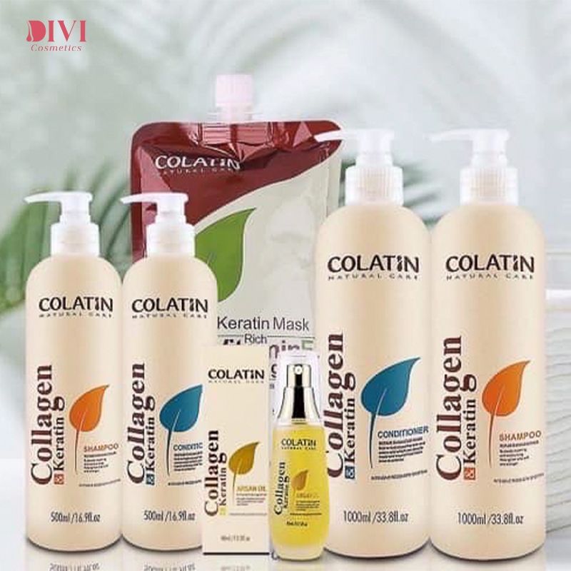 Combo gội xả COLATIN keratin, collagen tinh chất tơ tằm 500/1000ml- Mỹ phẩm DiVi