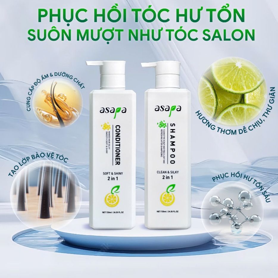 Dầu gội /Dầu xả sạch gàu, mềm mượt, hương trà xanh Asapa 720ml - Mỹ phẩm Divi