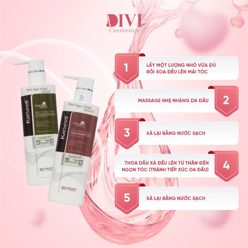 Dầu gội xả phục hồi, chống gàu, chống rụng tóc Karseell Collagen Maca 500ml - Mỹ phẩm Divi