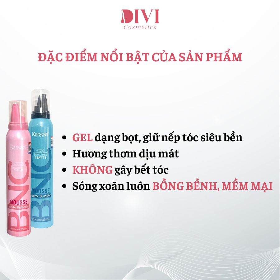 Gel bọt giữ nếp tóc xoăn Karseell, gôm mềm giữ nếp tóc hottrend 2024 - Mỹ phẩm Divi