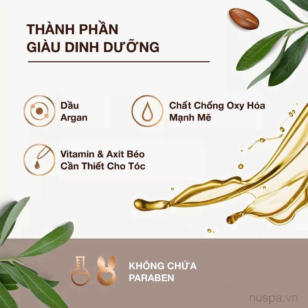 Gel giữ nếp tóc, tạo kiểu dưỡng tóc nam nữ phồng tóc, mềm mại ARGAN OIL nuspa 280ml - Mỹ phẩm Divi