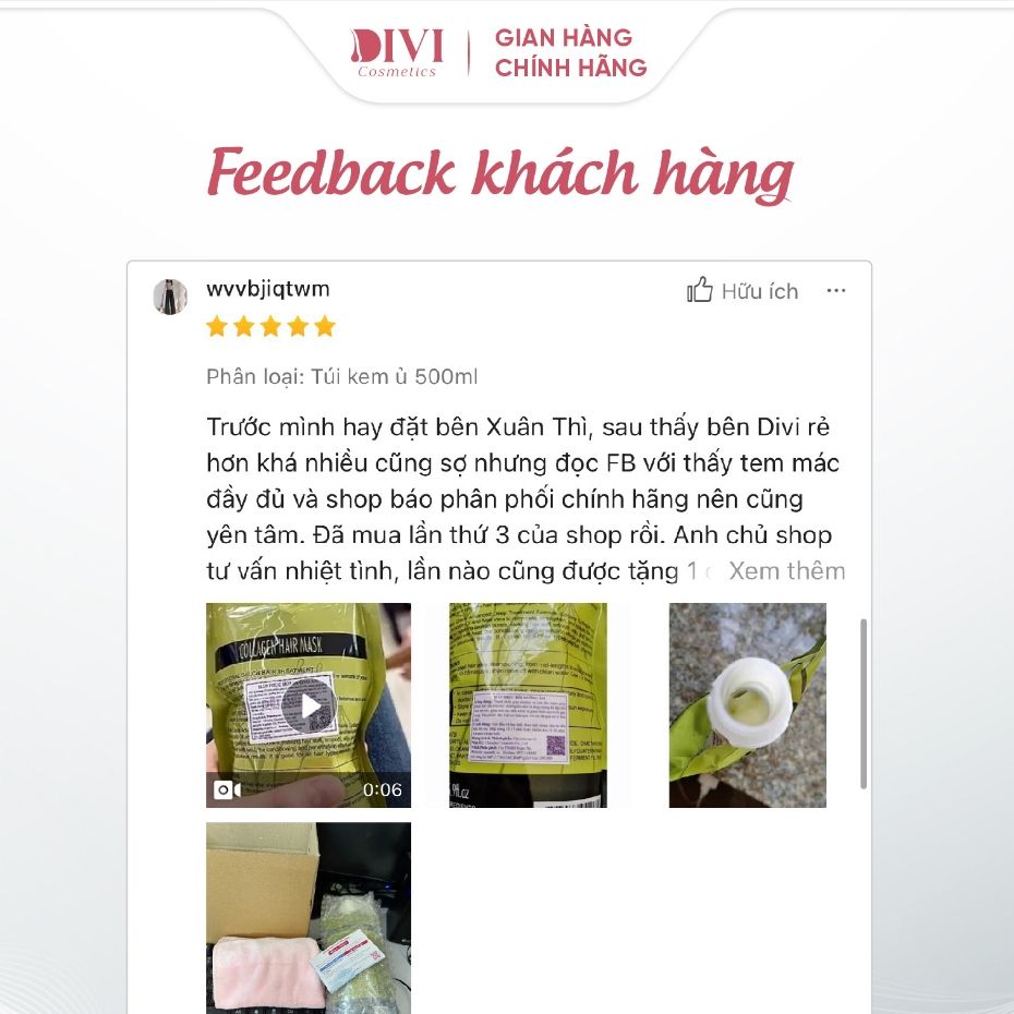 Kem ủ tóc Collagen Hair Mask Delofil phục hồi tóc hư tổn, làm mềm mượt, ngăn chặn tóc gãy rụng 500ml - Mỹ phẩm Divi
