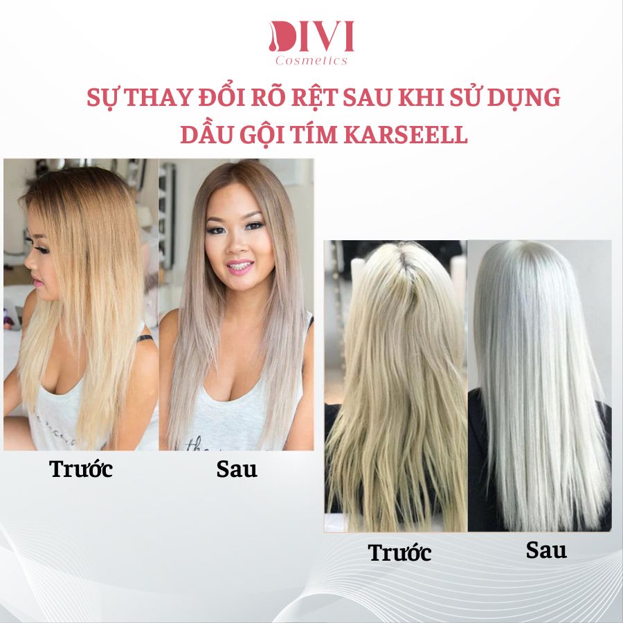 Dầu gội tím khử vàng Karseell Silver Shampoo, dầu gội khử vàng, giữ màu cho tóc nhuộm sáng, tóc tẩy 500ml - Mỹ phẩm Divi