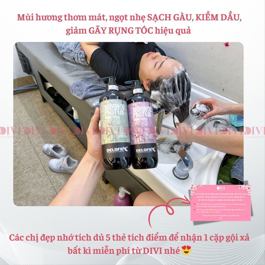 Dầu gội xả Delofil Silky Smooth sạch gàu, kiềm dầu, mềm mượt chống gãy rụng phục hồi tóc 500/800ml - Mỹ phẩm DiVi