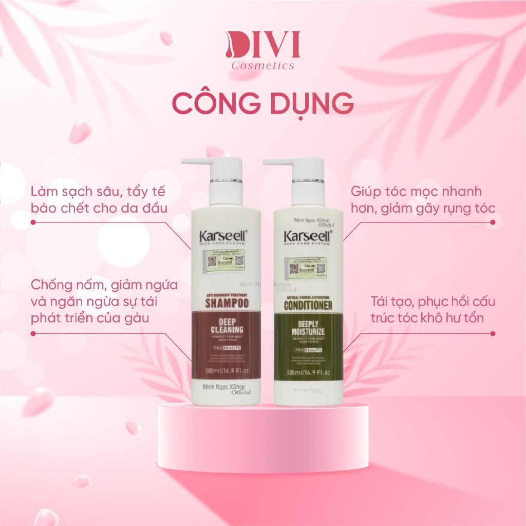 Dầu gội xả phục hồi, chống gàu, chống rụng tóc Karseell Collagen Maca 500ml - Mỹ phẩm Divi