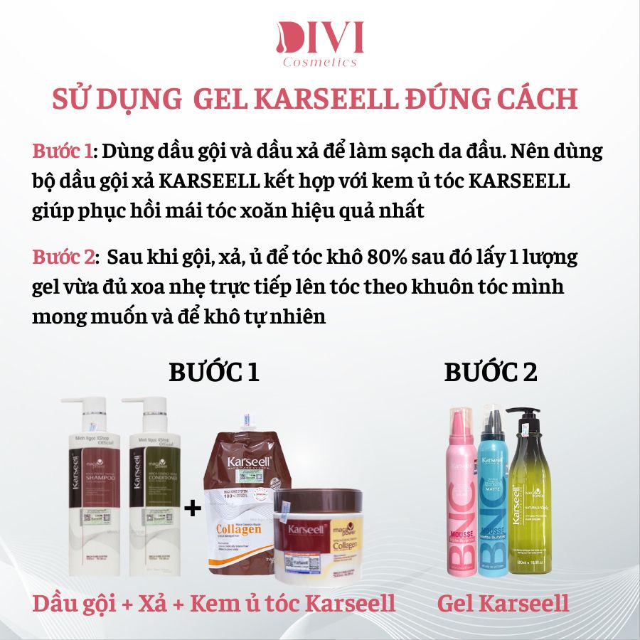 Gel bọt giữ nếp tóc xoăn Karseell, gôm mềm giữ nếp tóc hottrend 2024 - Mỹ phẩm Divi