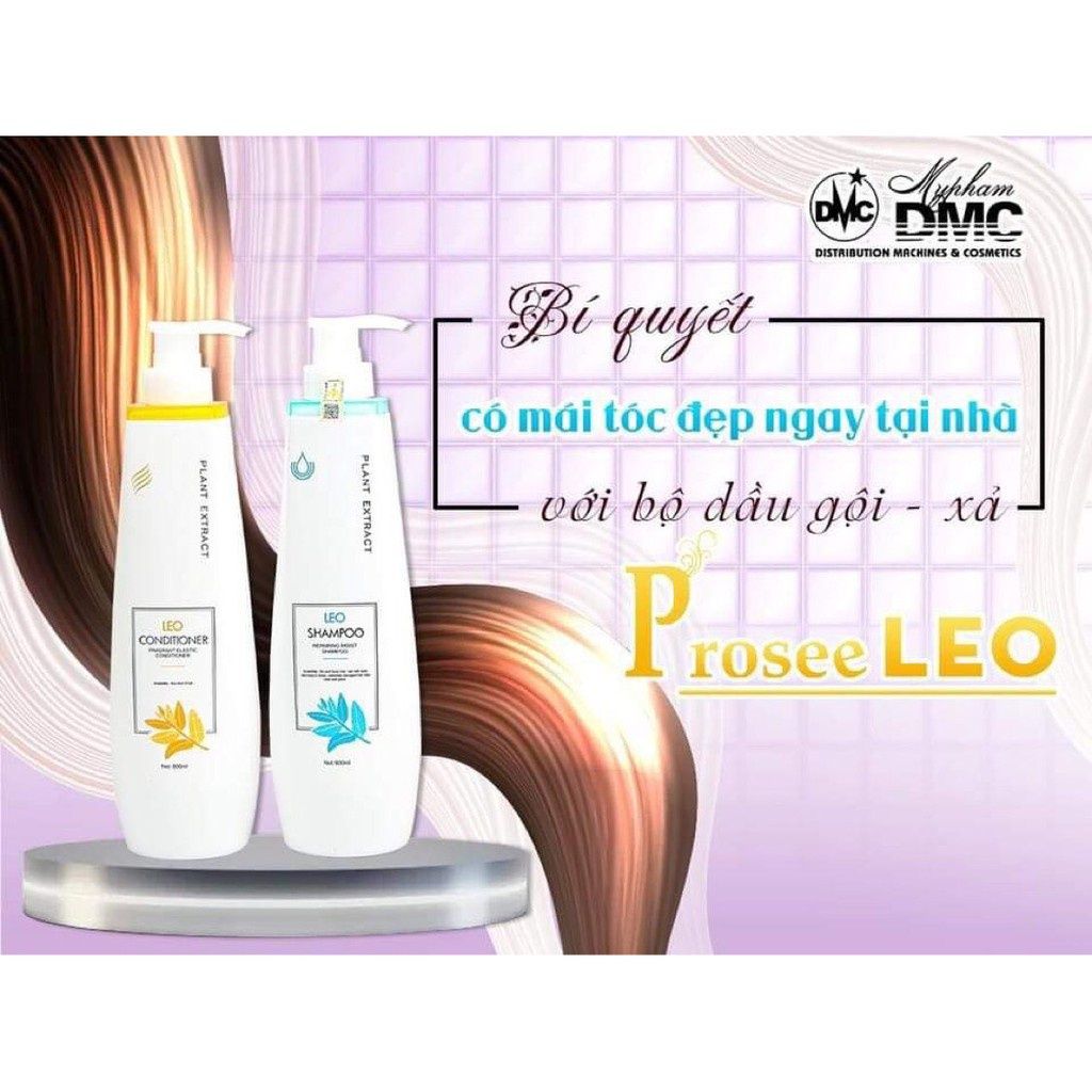Cặp dầu gội xả phục hồi tóc hư tổn siêu mềm mượt tóc LEO PROSEE 800ml - Mỹ phẩm Divi