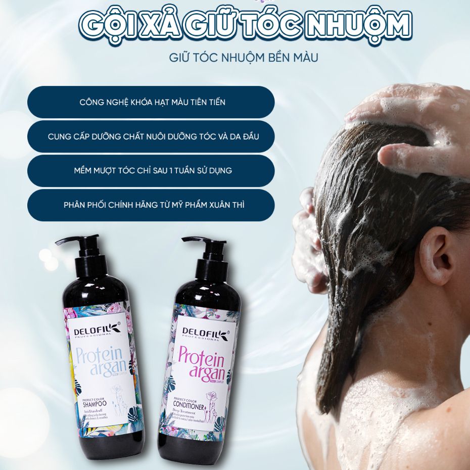 Dầu gội xả DELOFIL giữ màu tóc nhuộm bền màu, lâu phai 500ml - Mỹ phẩm Divi