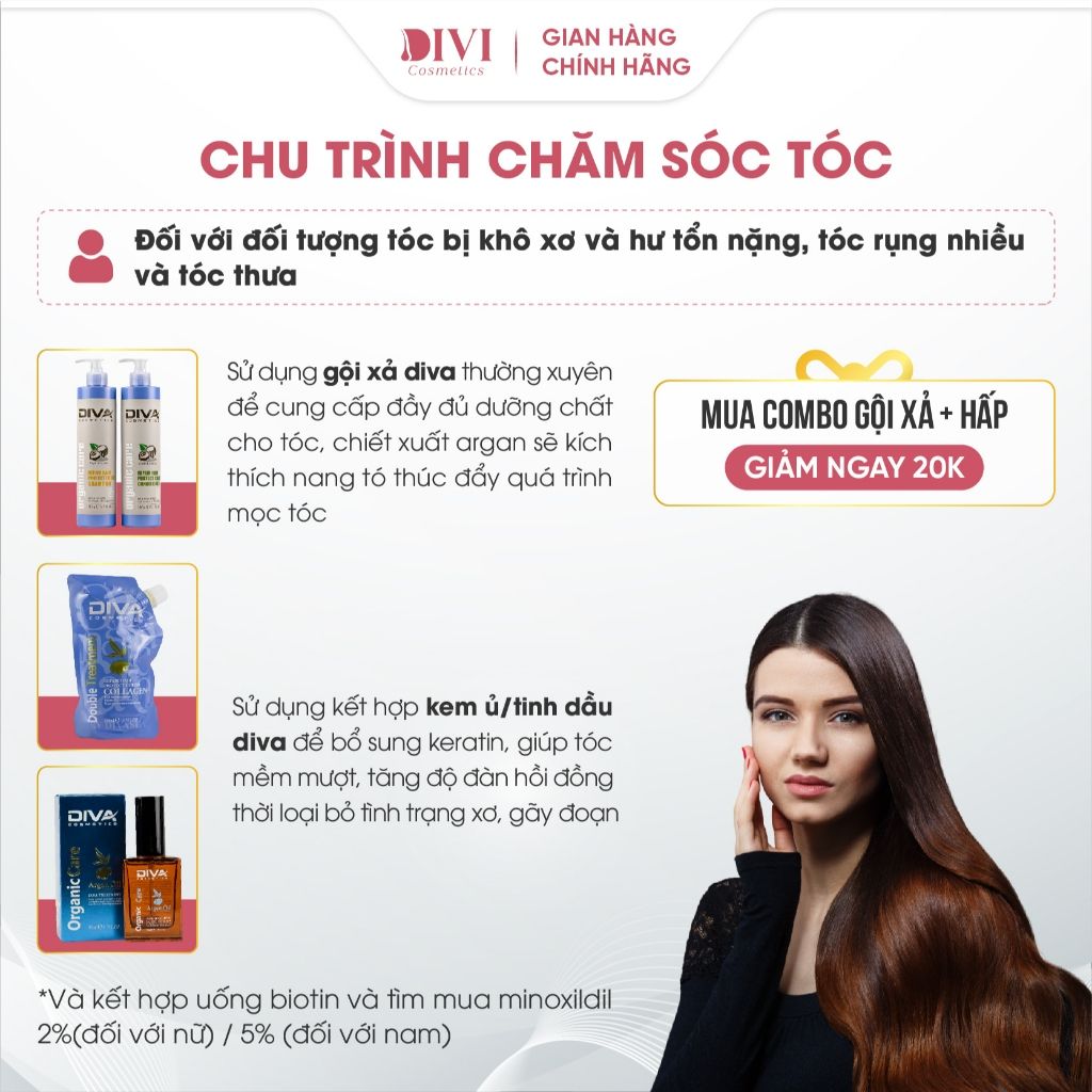 Dầu gội xả DIVA Protect Color giúp giữ màu tóc, phục hồi ,mềm mượt 500ml/750ml - Mỹ phẩm Divi
