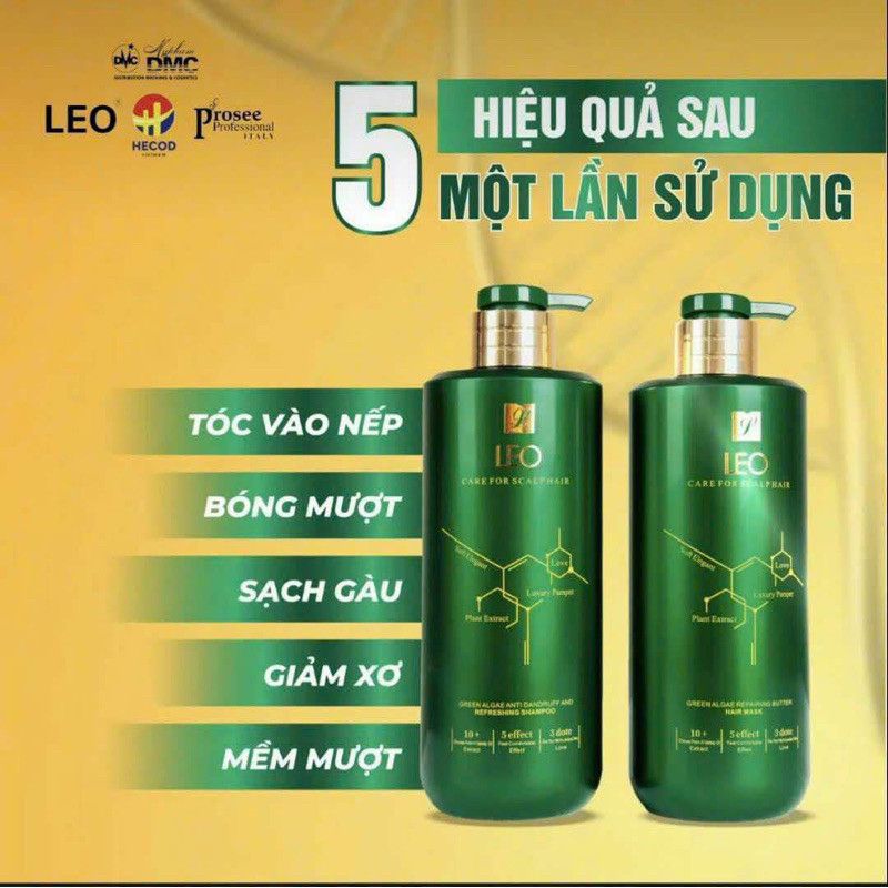 Cặp Gội Xả Prosee LEO Green Dành Cho Tóc Bết ,Gàu,Dầu Nhờn (Algae Anti Dandruff and Refreshing) 750m