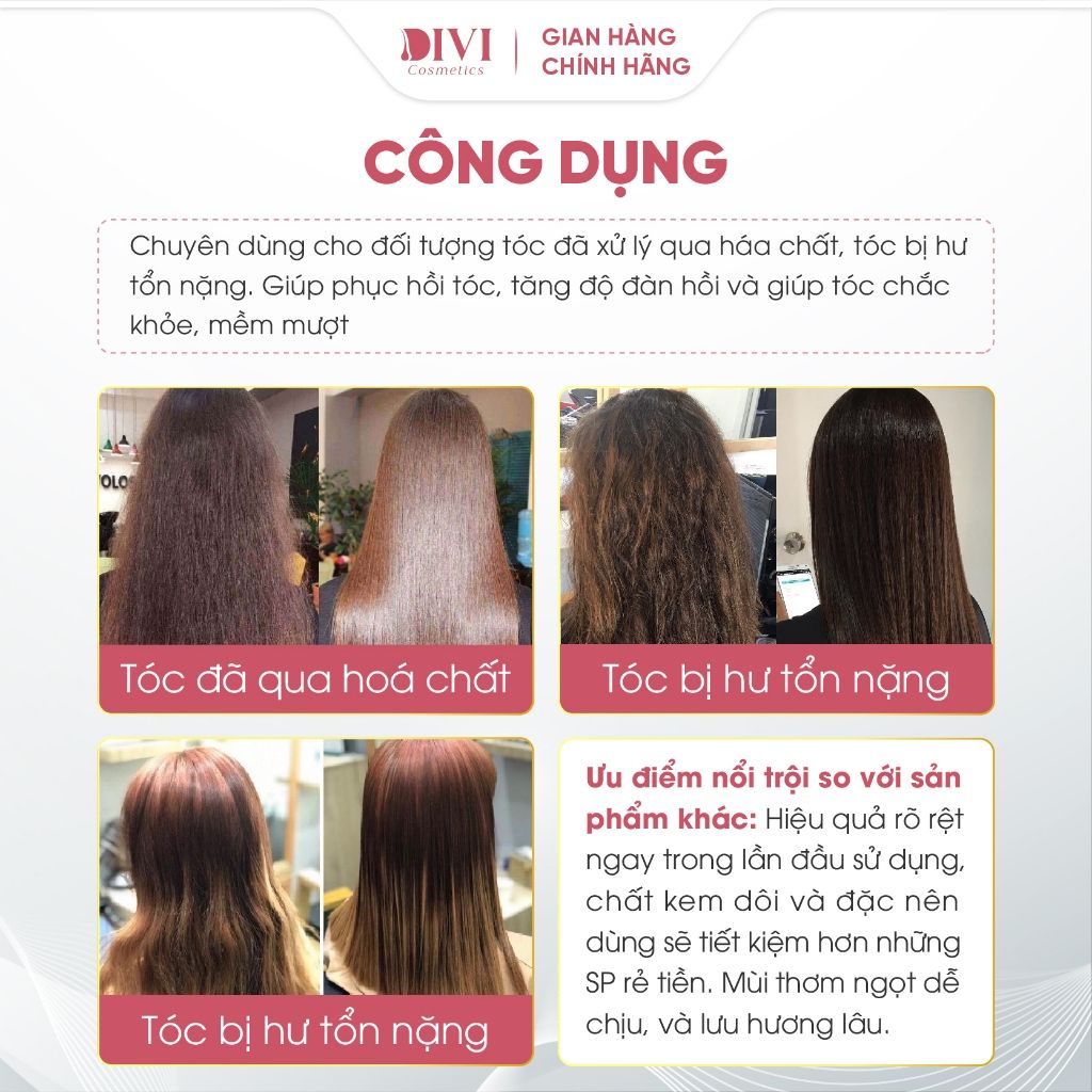 Kem ủ tóc DIVA Collagen Protect Color phục hồi sâu tóc hư tổn, giữ màu dưỡng mượt tóc 500ml - Mỹ phẩm Divi