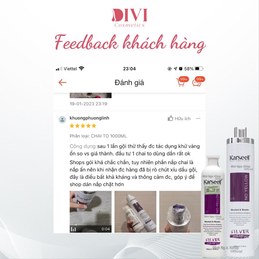 Dầu gội tím khử vàng Karseell Silver Shampoo, dầu gội khử vàng, giữ màu cho tóc nhuộm sáng, tóc tẩy 500ml - Mỹ phẩm Divi