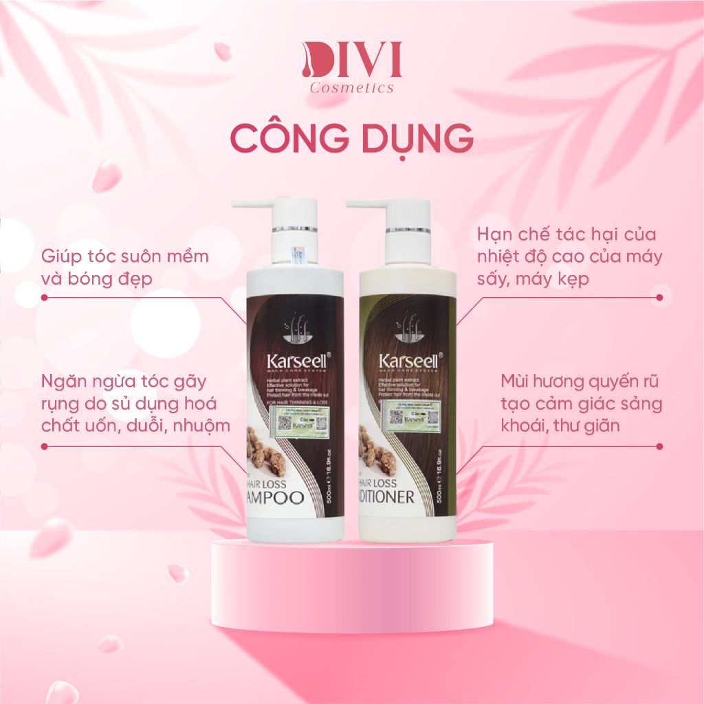 Dầu gội xả phục hồi, chống gàu, chống rụng tóc Karseell Collagen Maca 500ml - Mỹ phẩm Divi